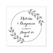 Runde Blätter Kranz Save the Date Hochzeit Permastempel (Design)
