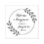 Runde Blätter Kranz Save the Date Hochzeit Permastempel (Design)