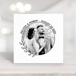 Runde Blätter Wreath Custom Foto Hochzeit Gummistempel