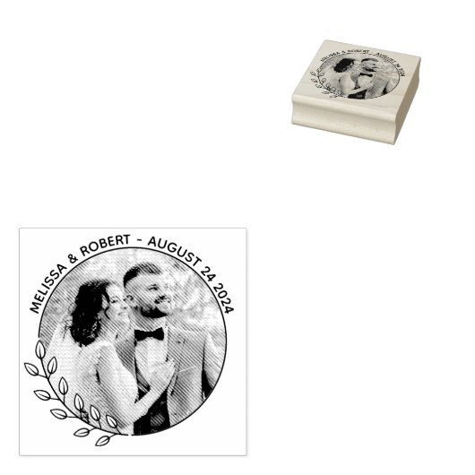 Runde Blätter Wreath Custom Foto Hochzeit Gummistempel (Stempel)