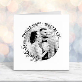 Runde Blätter Wreath Custom Foto Hochzeit Permastempel