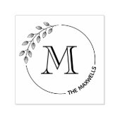 Runde Blätter Wreath Monogramm Anfangsname Permastempel (Design)
