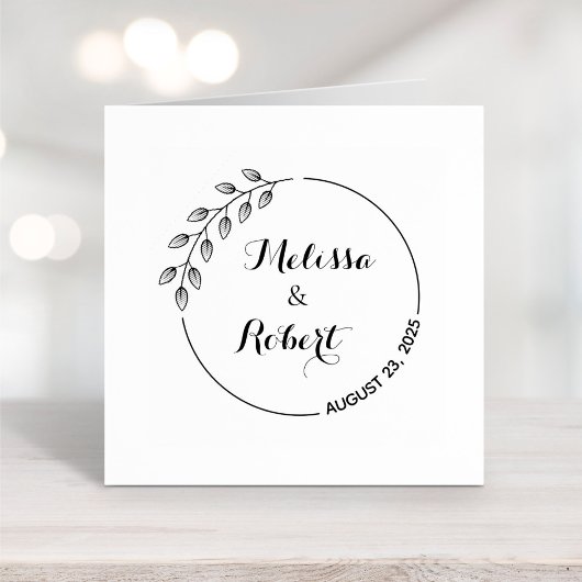 Runde Blätter Wreath Wedding Save the Date 2 Gummistempel