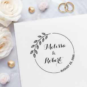 Runde Blätter Wreath Wedding Save the Date 2 Permastempel