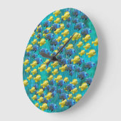 Runde blaue und gelbe Fliegenhalterung Große Wanduhr (Winkel)