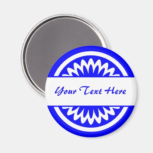 Runde Blume - Blau Magnet (Vorderseite/Rückseite)