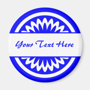 Runde Blume - Blau Magnet