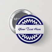 Runde Blume - Dunkelblau Button (Vorne & Hinten)