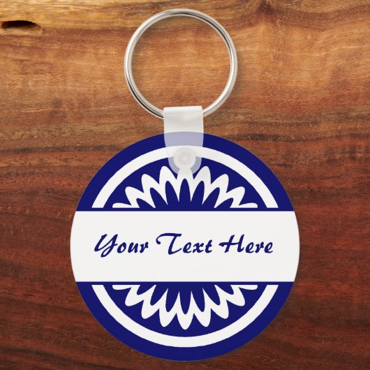 Runde Blume - Dunkelblau Schlüsselanhänger (Vorderseite)