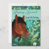 Runde Blume Lover Brown Horse Einladung (Vorderseite)