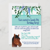 Runde Blume Lover Brown Horse Einladung (Rückseite)