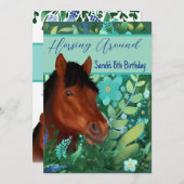 Runde Blume Lover Brown Horse Einladung (Vorne/Hinten)