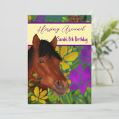Runde Blume Lover Brown Horse Einladung (Stehend Vorderseite)