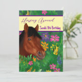 Runde Blume Lover Brown Horse Einladung (Stehend Vorderseite)
