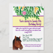 Runde Blume Lover Brown Horse Einladung (Rückseite)