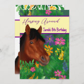 Runde Blume Lover Brown Horse Einladung (Vorne/Hinten)