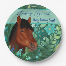 Runde Blume Lover Brown Horse Pappteller