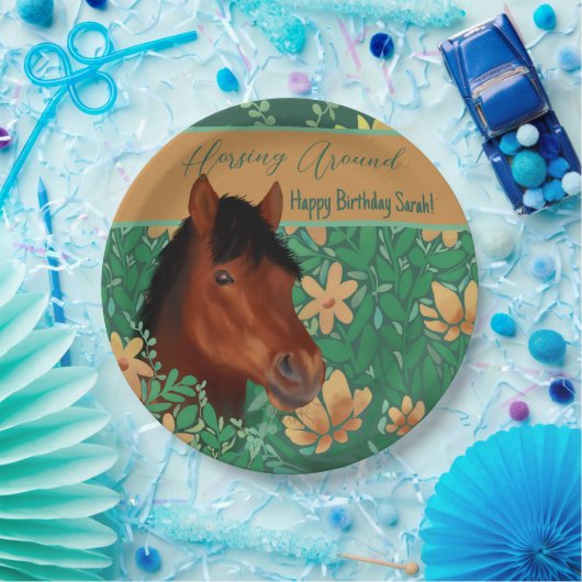 Runde Blume Lover Brown Horse Pappteller (Party)