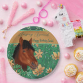 Runde Blume Lover Brown Horse Pappteller (Party)