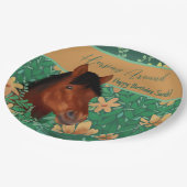 Runde Blume Lover Brown Horse Pappteller (Schrägansicht)