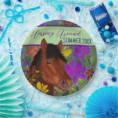 Runde Blume Lover Brown Horse Pappteller (Party)