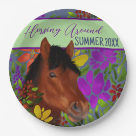 Runde Blume Lover Brown Horse Pappteller