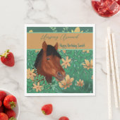 Runde Blume Lover Brown Horse Serviette (Beispiel)