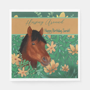 Runde Blume Lover Brown Horse Serviette