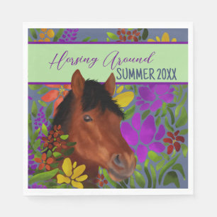 Runde Blume Lover Brown Horse Serviette