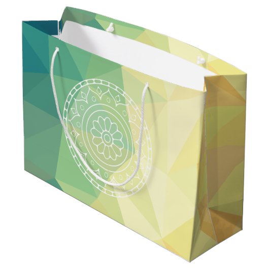 Runde Blume mandala boho Design Große Geschenktüte (Rückseite Schrägansicht)
