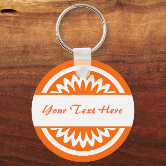 Runde Blume - Orange Schlüsselanhänger (Vorderseite)