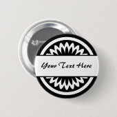 Runde Blume - Schwarz Button (Vorne & Hinten)