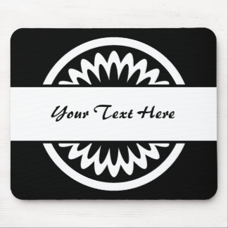 Runde Blume - Schwarz Mousepad
