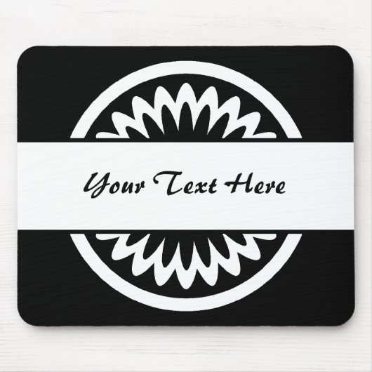 Runde Blume - Schwarz Mousepad (Vorne)