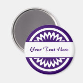 Runde Blume - Tief Lila Magnet (Vorderseite/Rückseite)