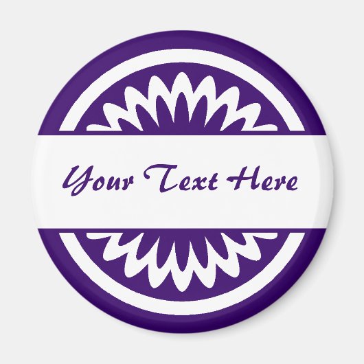 Runde Blume - Tief Lila Magnet (Vorne)