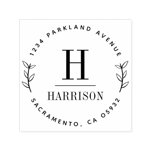 Runde botanische Erstfamilie Rücksendeadresse Permastempel (Design)