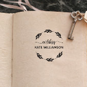 Runde botanische Kruste Ex libris Gummistempel