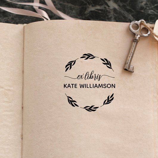 Runde botanische Kruste Ex libris Gummistempel