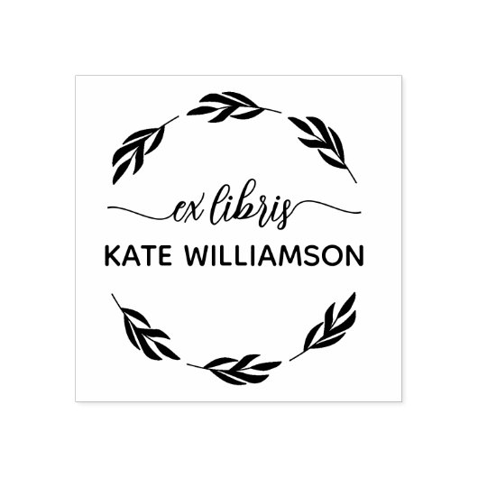 Runde botanische Kruste Ex libris Gummistempel (Prägung)