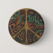 Runde Brosche „Peace Love " Button (Vorderseite)