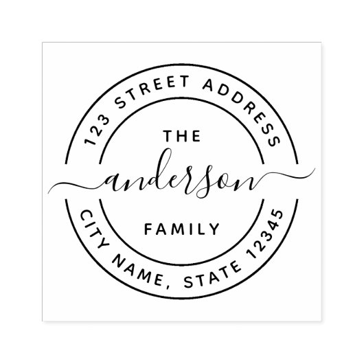 Runde Calligraphie-Script-Rücksendeadresse Gummistempel (Prägung)
