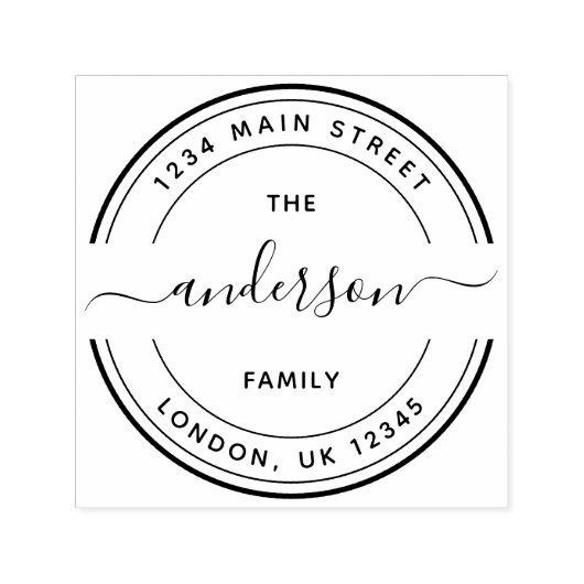 Runde Calligraphie-Script-Rücksendeadresse Permastempel (Design)