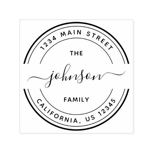 Runde Calligraphie-Script-Rücksendeadresse Permastempel (Design)