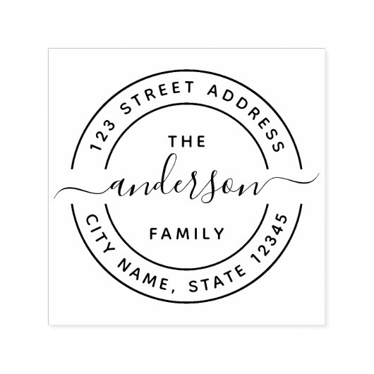 Runde Calligraphie-Script-Rücksendeadresse Permastempel (Design)