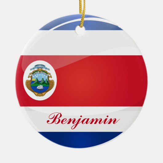 Runde Costa Rican Flagge Keramikornament (Vorne)
