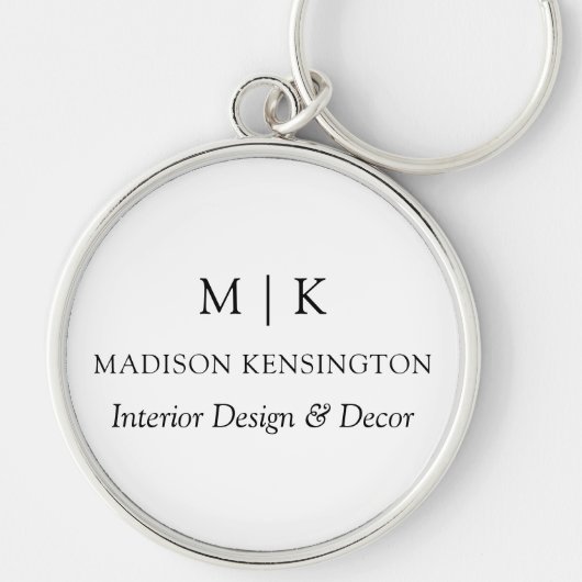 Runde der Minimalistischen Monogramme oder Add-Log Schlüsselanhänger (Vorne)