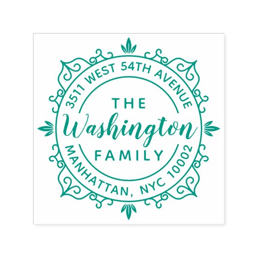 Runde der Rücksendeadresse für Elegante Skriptfami Permastempel (Design)