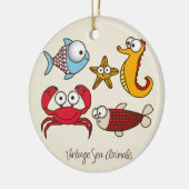 Runde der Vintagen Meerestiere Keramik Ornament (Links)