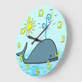 Runde die Wand-Uhr des niedliches Wal-Kindes Große Wanduhr (Winkel)
